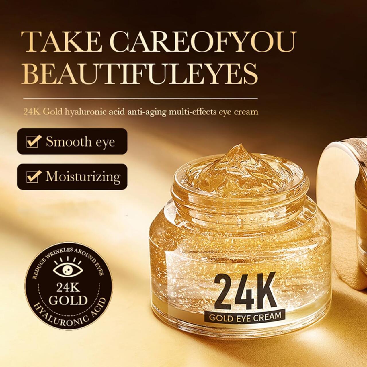 Contorno de Ojos en Crema Multiefecto Hialurónico 24K (40g) – Hidratación, Reafirmación y Luminosidad - Mimaste